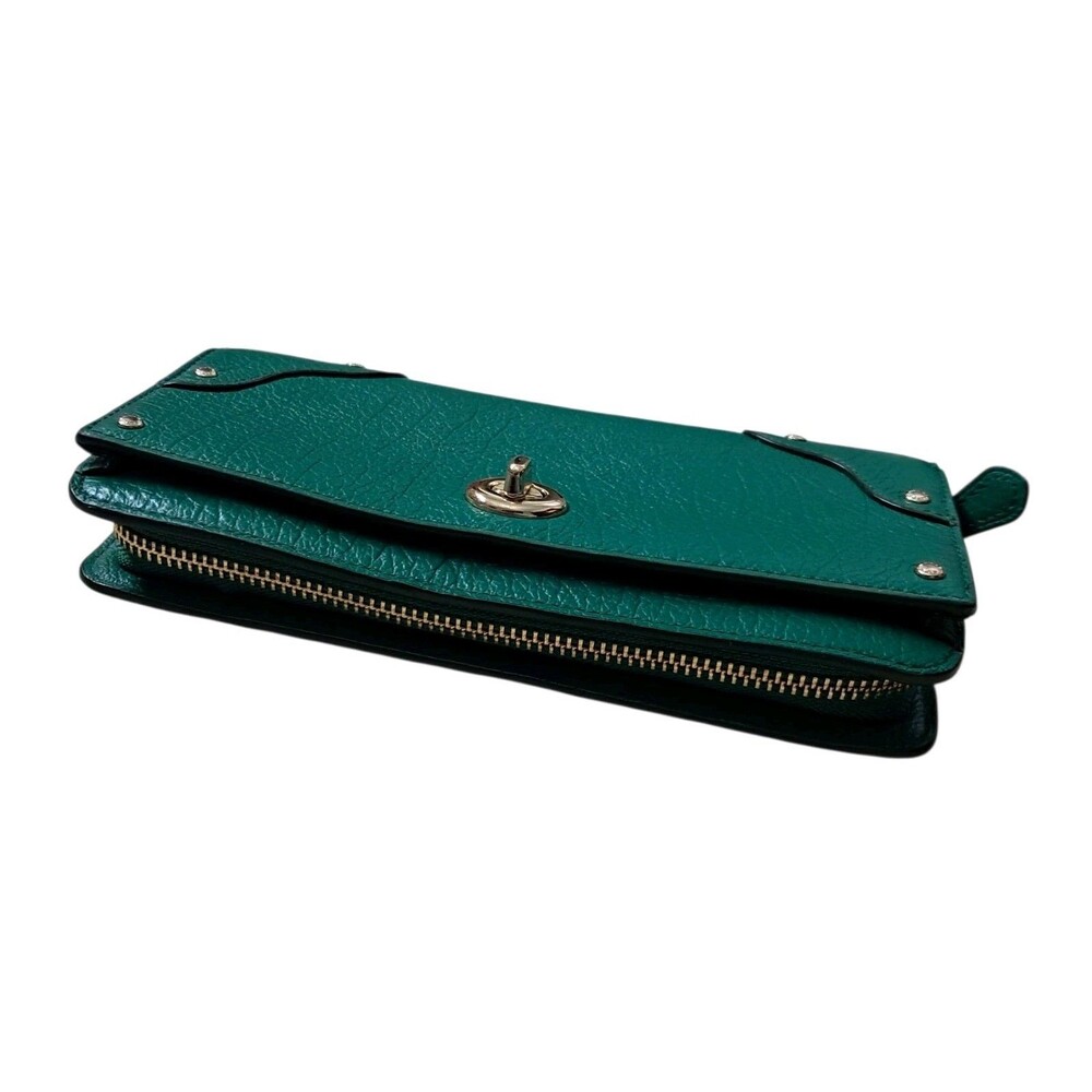 Coach Green Leather Wallet with Silver Hardware - Picture 5 of 16